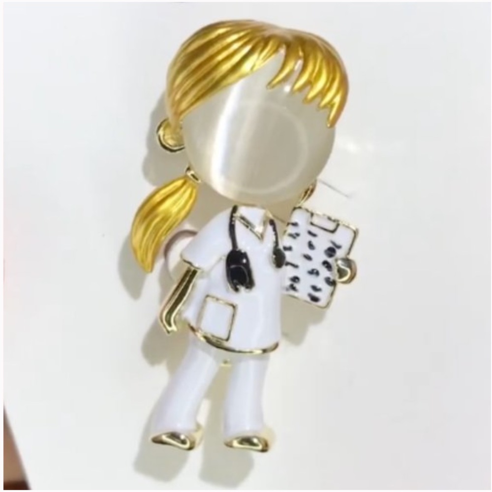 NEW 18K Gold Opal Doctor Nurse Brooch - Picture 11 of 13